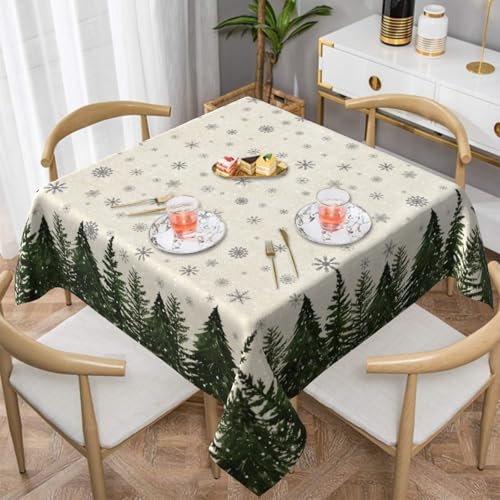 Lvhompro Christmas Trees 54x54 Inch Square Tablecloth - Water-Resistant, Spill-Proof Polyester Table Cover
