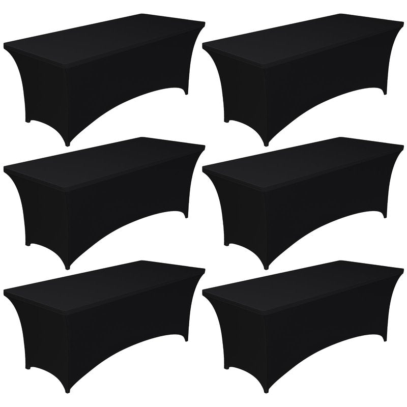 Pureegg Spandex Tablecloth 6ft - 6 Pack, Fitted and Stretch Table Cover for Rectangle Tables, Wrinkle-Resistant and Secure Fabric for Outdoor, Picnic, Party, Wedding, Banquet and Birthday, Black