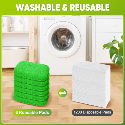 Reusable Microfiber Mop Pads 6-Pack - Washable Wet & Dry Sweeping Refills