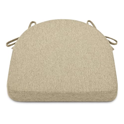 D-Shaped Dining Chair Cushion, Non-Slip Kitchen Seat Pad with Ties, 17x16.5in