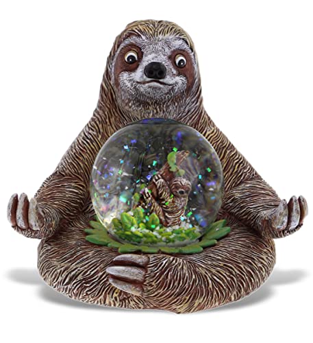 Sloth Snow Globe with Pink Glitter, 45mm Decorative Animal Figurine
