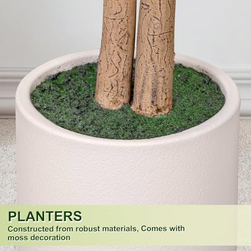 6FT Artificial Ficus Tree with White Planter - Realistic Faux Plant for Home Decor