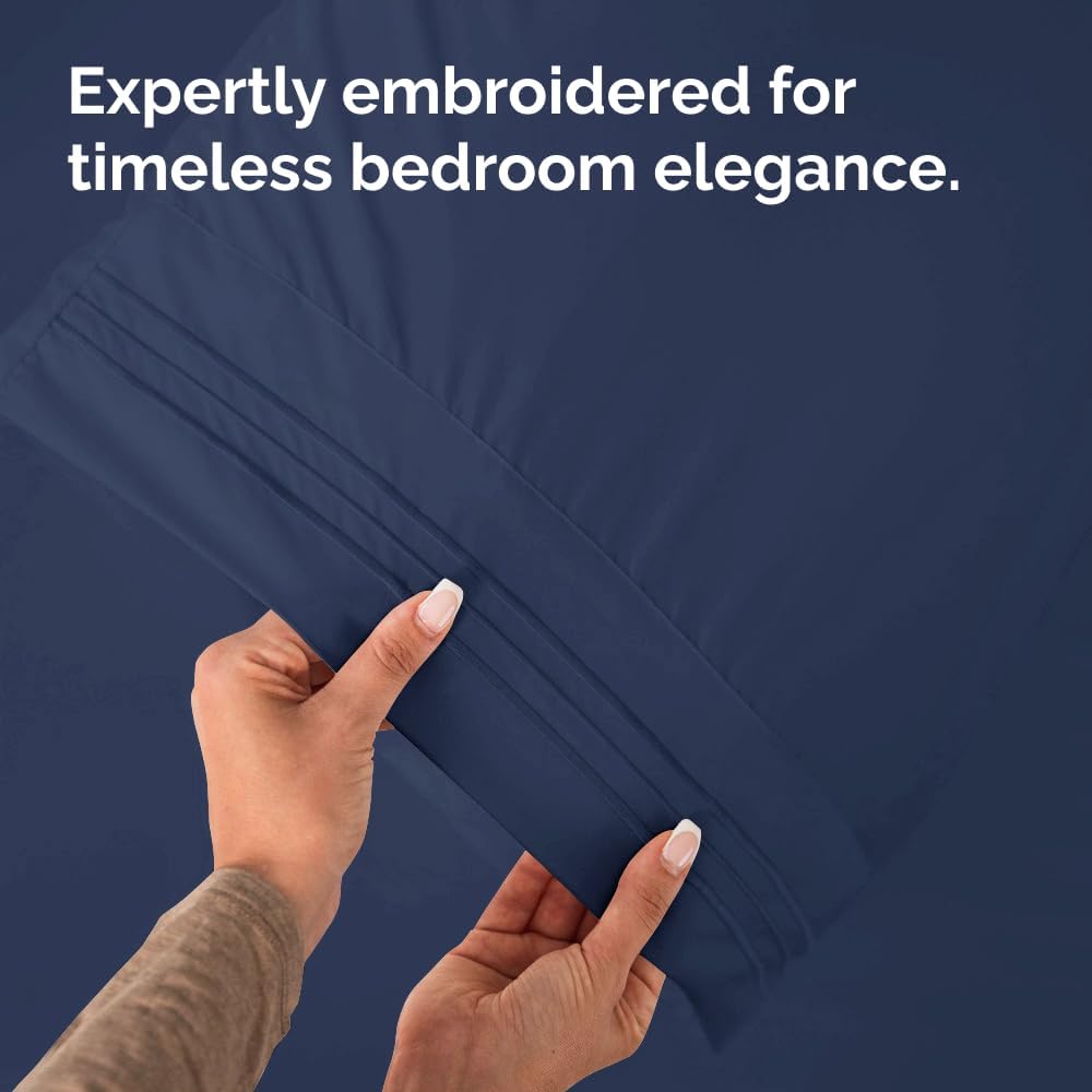 Skiennix Standard Pillow Cases Set of 2 | Ultra-Soft Hotel Quality, Wrinkle-Free, Navy Blue