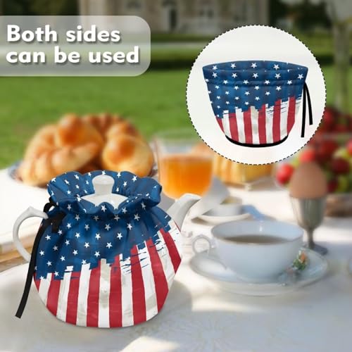 American Flag Insulated Teapot Cozy, Patriotic Kitchen Kettle Cover