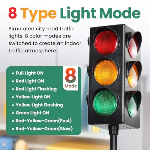 11-Inch Traffic Light Desk Lamp with 8 Flashing Modes for Room Decor