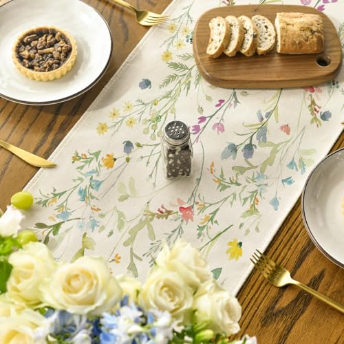 Artoid Mode Bloom Wildflowers Table Runner 13 x 72 Beige - Home Decor