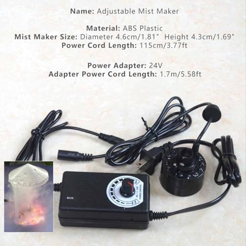 Ultrasonic Mist Maker with 12 LED Lights, Splash Guard, and Fogger