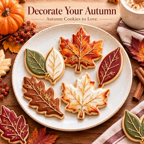 Crethinkaty Leaf Plunger Fondant Cutter Set for Fall & Christmas Baking - Leaf Design