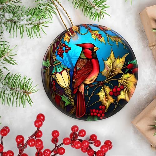 Cardinal Ceramic Christmas Ornament - 2.8-Inch Holiday Keepsake Gift