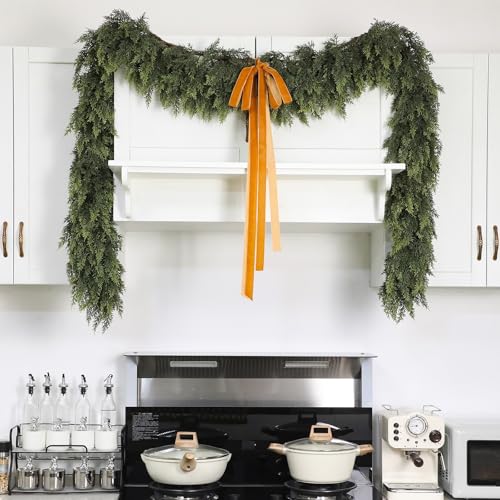 Waydress 9 ft Christmas Cedar Garland Mantel Decor - Realistic Artificial Greenery