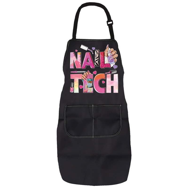 PXTIDY Nail Techs Apron With Pockets Nails Salon Gift Nail Tech Supplies Waterproof Aprons Adjustable Nail Technician Apron (NAIL TECH 2)