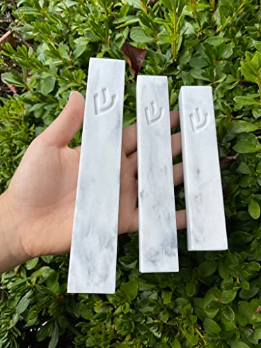 Modern Concrete Mezuzah Case for Door - 5-Inch Peel and Stick Design