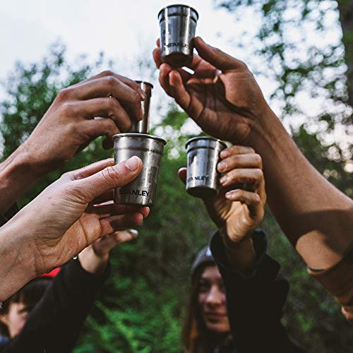 Stanley Adventure Shot Glass Set Hammertone Green - 4 Stainless Steel 2oz Travel Glasses with Carrying Case
