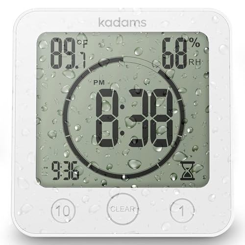 Waterproof Digital Shower Clock with Countdown Timer, Temperature & Humidity