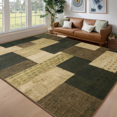 QuLint Modern Geometric Easy Jute Rug 6x9ft - Warm Taupe Indoor/Outdoor