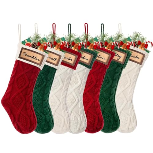 Personalized 18-Inch Christmas Stockings with Leather Patch - Green