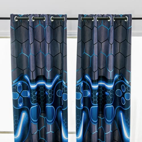 Game Console Blackout Curtains for Kids Bedroom, 42 x 72 Inch, 2 Panels