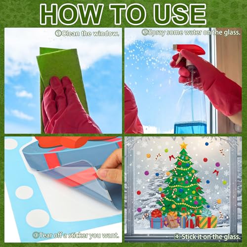 Augisteen Reusable 2-Piece Christmas Tree & Snowflake Window Clings - Large Holiday Decals for Glass & Home Decor