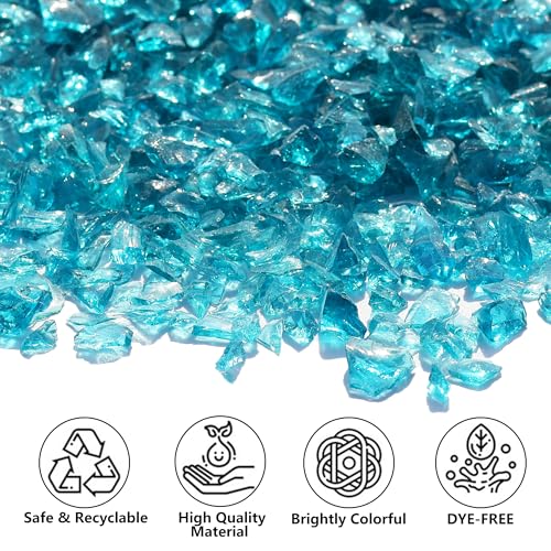 Turquoise Crushed Glass for Resin Art & Crafts - 3-6mm Chips (0.9 lb)