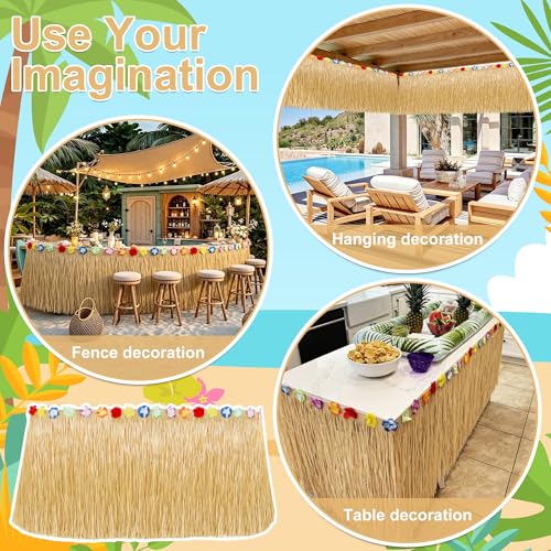 Hawaiian Grass Table Skirt - 108-Inch Tropical Luau Party Decoration