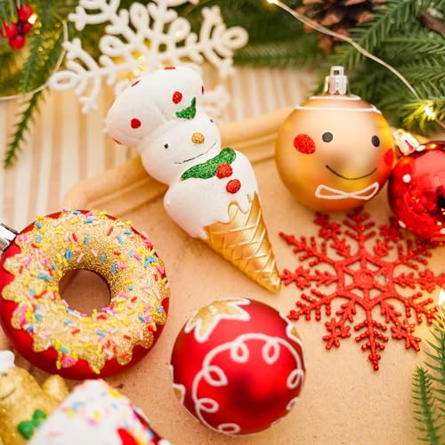 SHareconn 86Pcs Christmas Tree Ornaments Set – Shatterproof Red, Green & White Ball Baubles