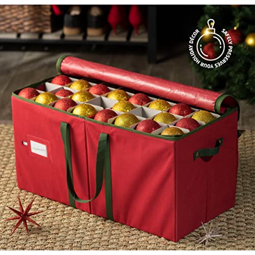Large Christmas Ornament Storage Box with Dividers for 128 Ornaments