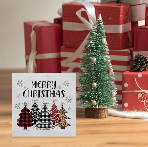 GTGIC Xmas Trees Wooden Sign Decor - Xmas Trees Snowflake Holiday Plaque
