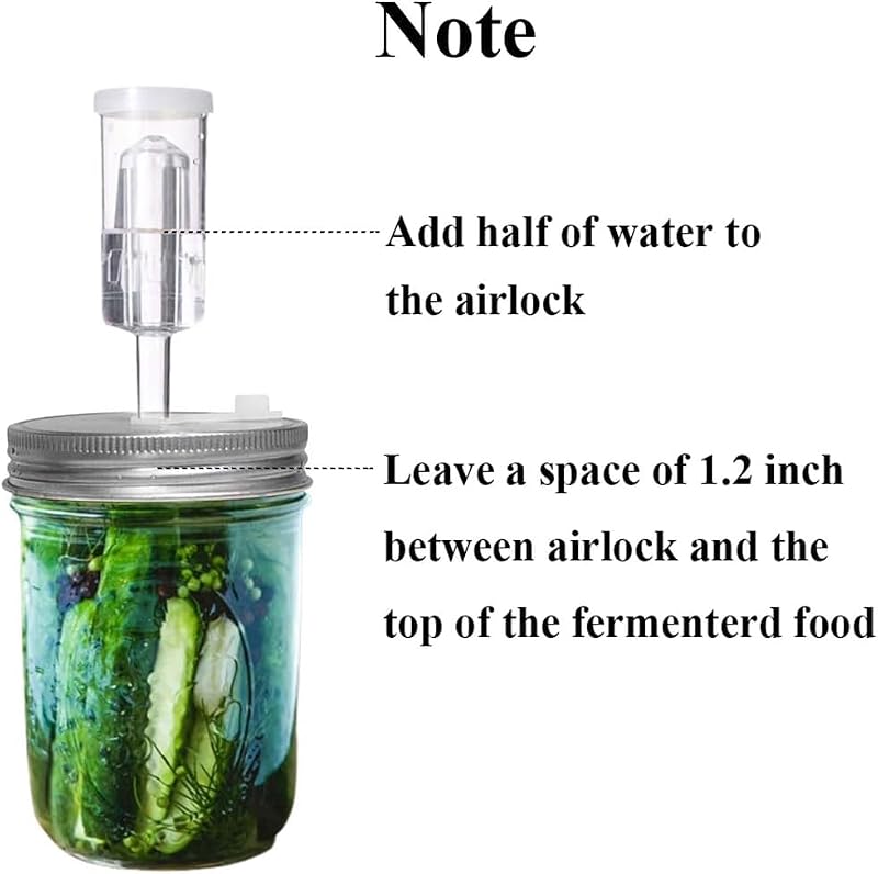 Fermentation Kit 6 Set with Stainless Steel Wide Mouth Lids and Airlocks