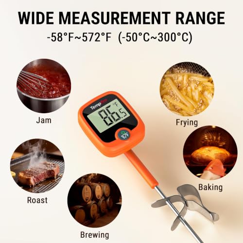 Digital Candy Thermometer with 10 Inch Long Probe & Pot Clip