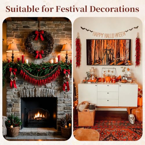 Artificial Chili Pepper String Garland, 5-Bunch Fake Vegetable Kitchen Decor