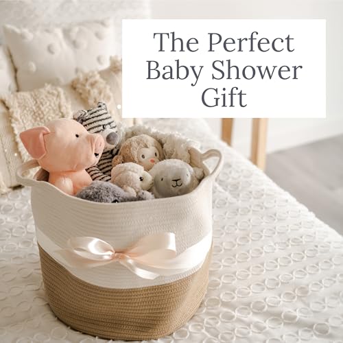 Large Woven Cotton Rope Storage Basket - 15x15x14 Nursery Organizer