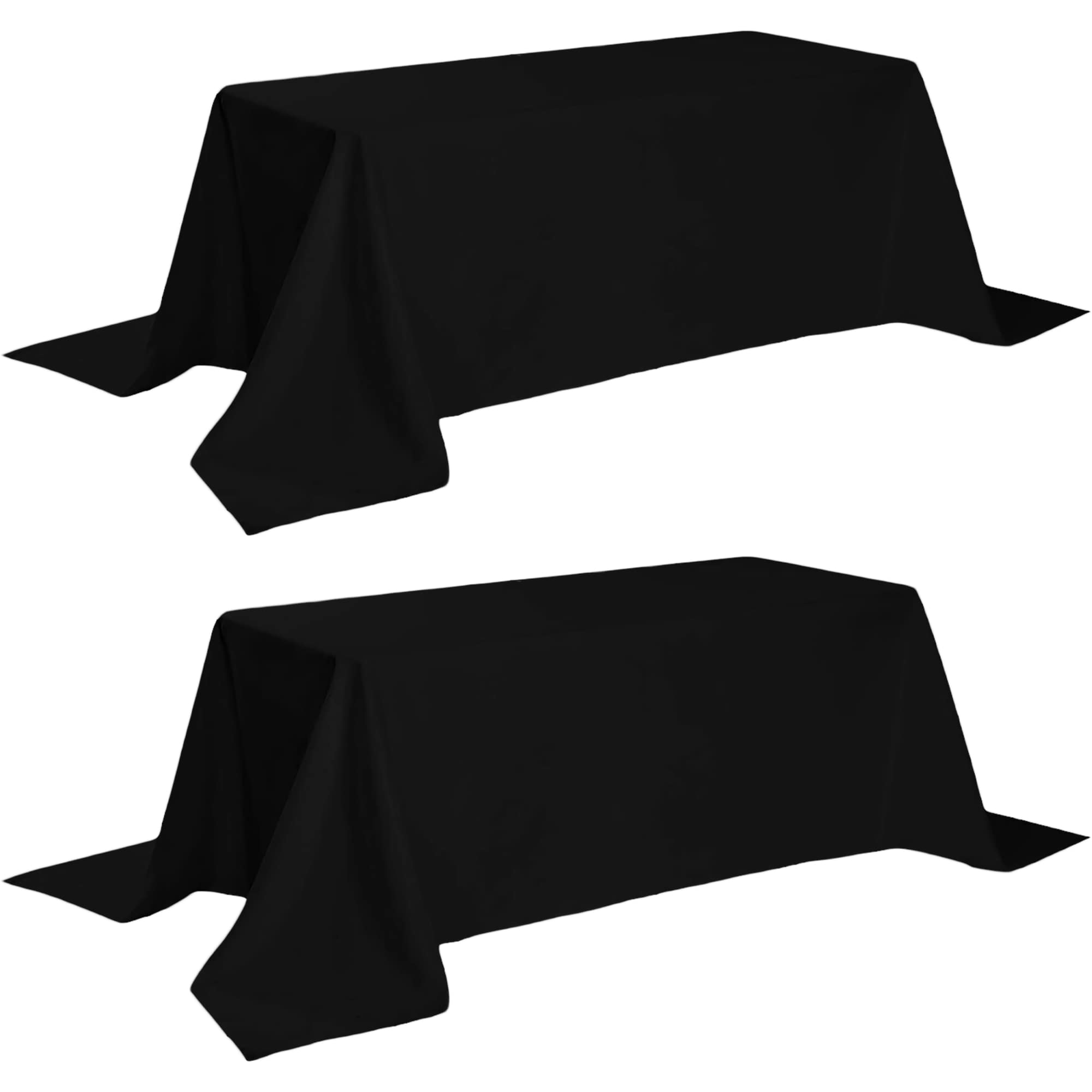 Classic Black Tablecloth 90x156 - Black Table Clothes for 8 Foot Rectangle Tables, 200 GSM Stain and Wrinkle Resistant Washable Fabric [2 Pack]