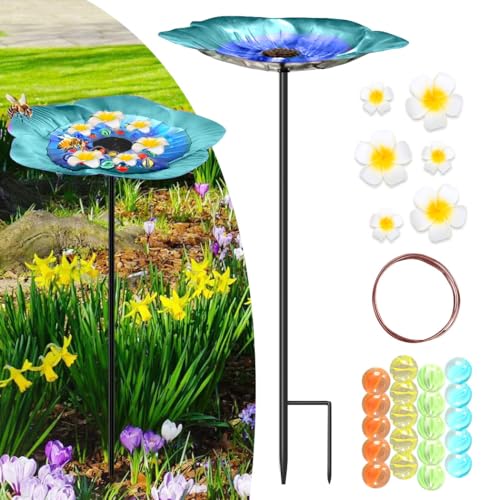 Bee Watering Station for Garden with Pure Copper Line & Glass Marbles