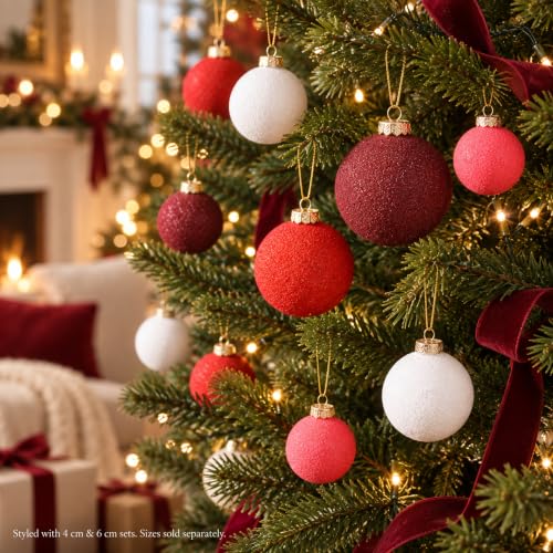 Mystarae Crimson Frost Textured Red Mix 2.4in 16Pcs Christmas Ornaments Set