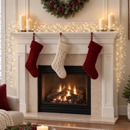 APUDWN 9 Ft 120 LED Crystal Light Garland for Christmas Mantel - Battery Powered