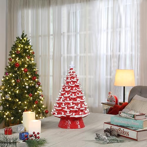 Mr. Christmas 18 Inch Nostalgic Ceramic Christmas Tree with White LED Lights