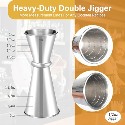 Lexenic Japanese Stainless Steel Jigger Pack 1 - 1oz & 2oz Cocktail Measuring Tool
