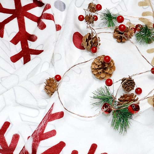 Christmas Snowflake Fleece Throw Blanket 50" x 60" - Red/Gold Snowflake decorative cozy