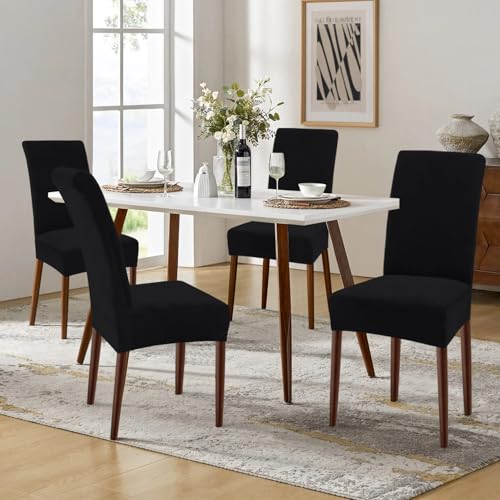 Velvet Dining Chair Covers Set of 4 | Stretch Fit, Soft & Washable