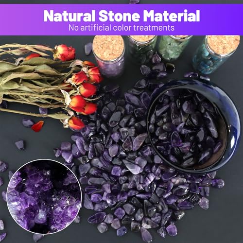 Natural Amethyst Crystal Chips - 1.1lb Bulk Tumbled Gemstones for Crafts & Decor