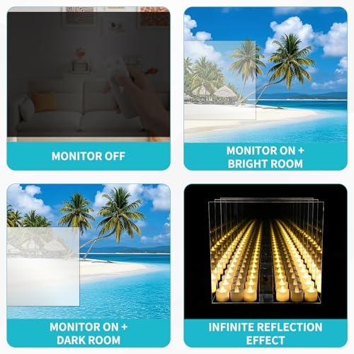 3-Piece Two-Way Mirror Acrylic Sheets, 12 x 12 Inch See-Through Panels