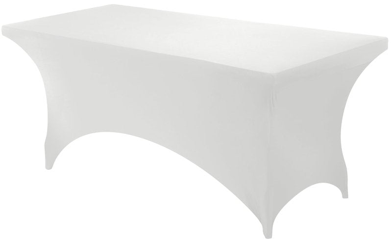 Utopia Kitchen Spandex Tablecloth 1 Pack [8FT, White] Tight, Fitted, Washable and Wrinkle Resistant Stretch Rectangular Patio Table Cover for Event, Wedding, Banquet & Parties [96Lx30Wx30H Inch]