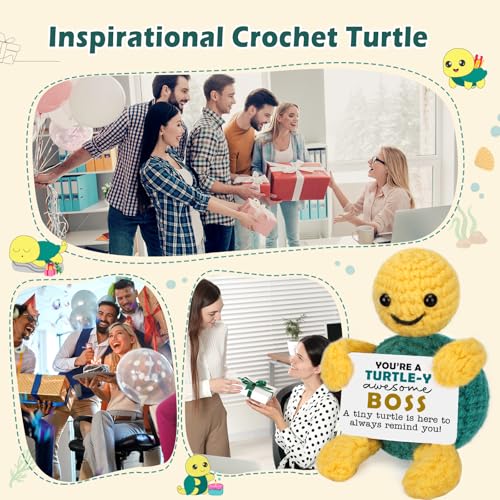 Handmade Crochet Turtle Boss Gift - Cute Desk Decor for Office Appreciation