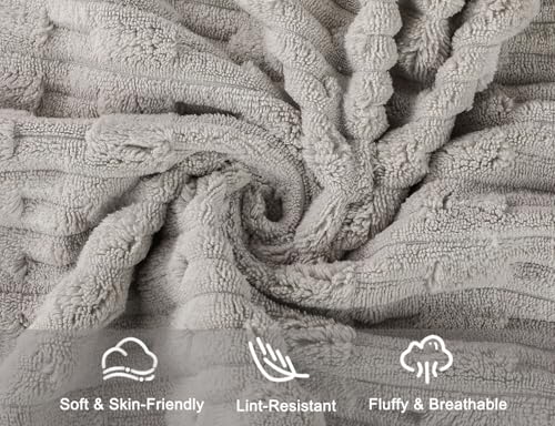 3-Pack Microfiber Hand Towels - 14x29 Inch Soft Striped Bathroom Towels