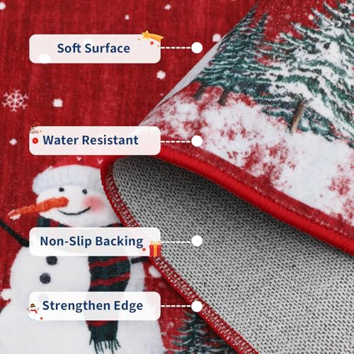 GarveeHome Snowman Red Christmas Area Rug 8x10 Non Slip Holiday Decor