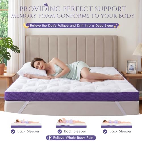 5-Inch Memory Foam Mattress Topper Queen Size - Firm & Breathable