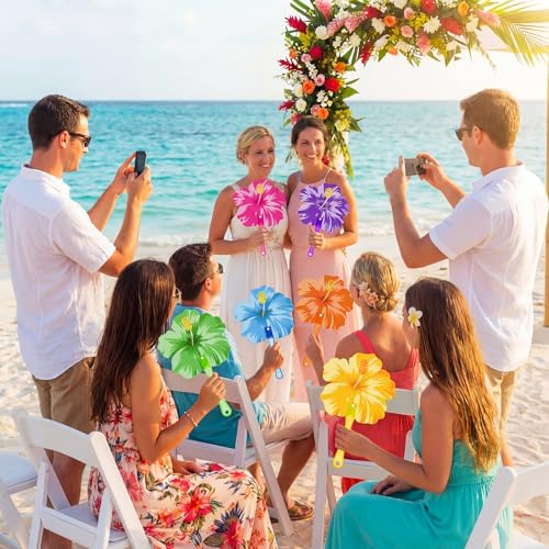 36-Piece Hibiscus Hand Fans Tropical Party Favors for Beach Luau Events