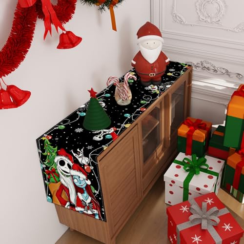 Jiudungs Christmas Table Runner, Xmas Holiday Decorations for Home