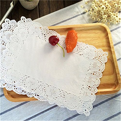 Rectangle Paper Doilies 9 x 6.5 Inch - White Lace Placemats, Pack of 200