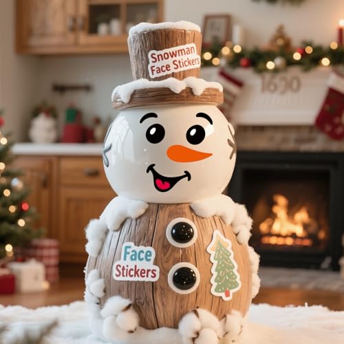 CRYSFIY 40PCS Snowman Face Stickers for Crafts - 2 Sheets Holiday Decals